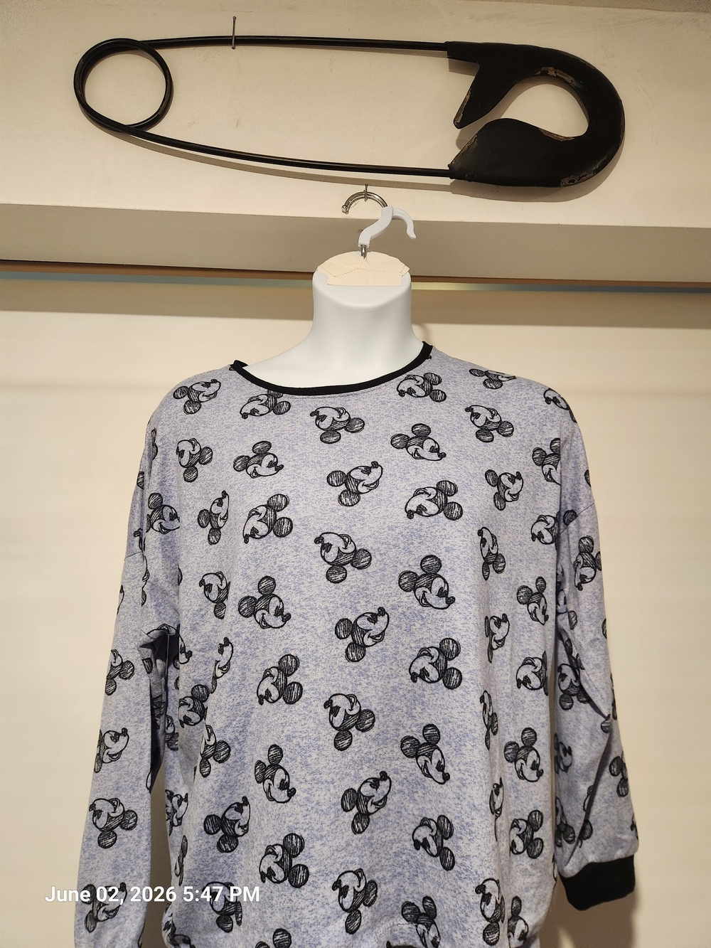 Women Disney Gray and Blue Mickey Mouse Pajama Set - Picture 2 of 5